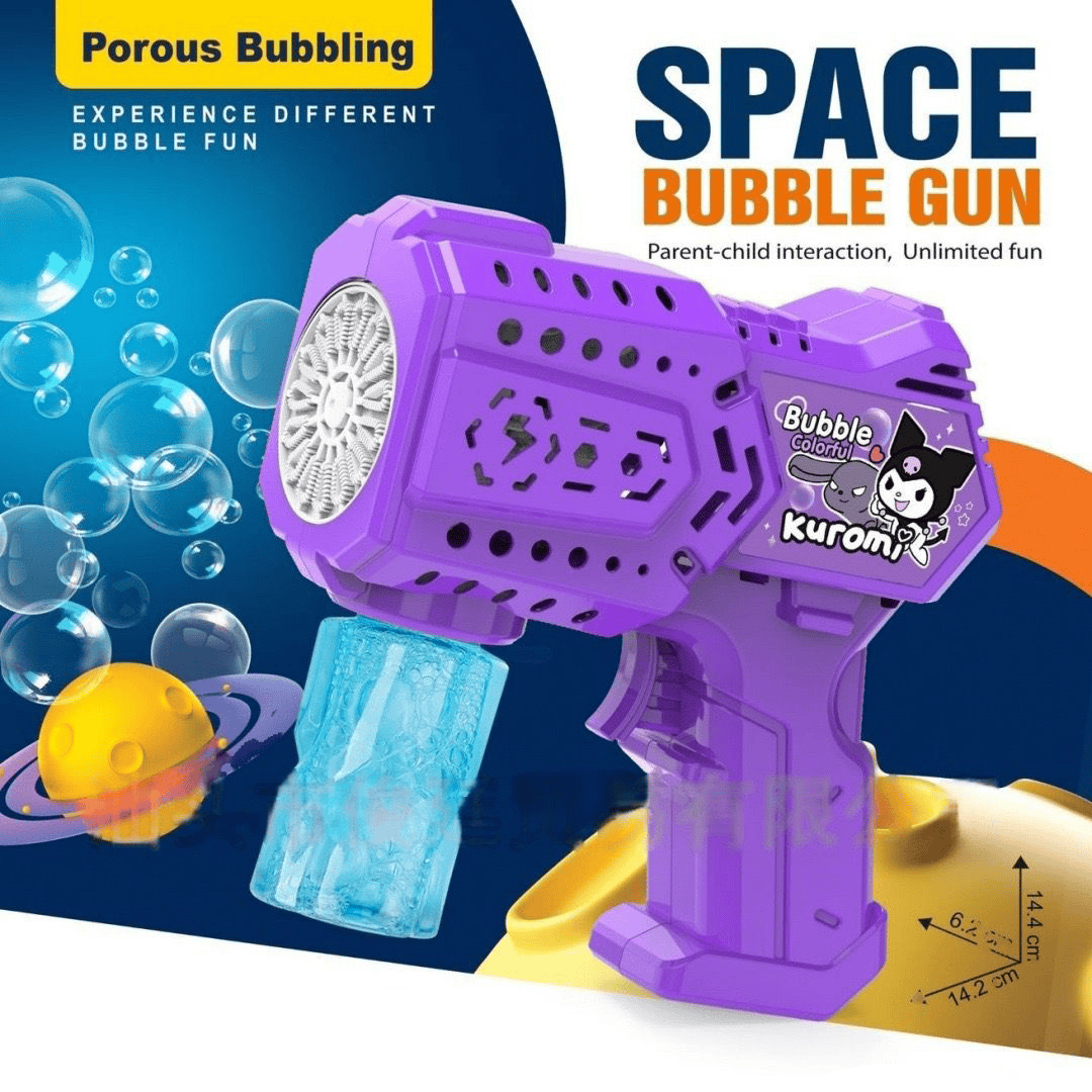 310 Bubble Machine Gun for Kids Blower with Led Light & Bubble Solution - Kuromi - الصورة 1