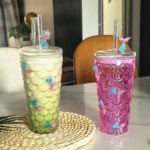 1Pc Random - Creative Glass Mug with Lid and Straw - Mermaid 600ml