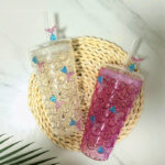 ⁦1Pc Random - Creative Glass Mug with Lid and Straw - Mermaid 600ml⁩ - الصورة ⁦4⁩