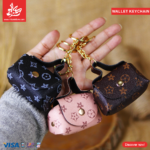 ⁦1Pc Random - Leather Wallet Keychain - Unique Mini Bag - LV⁩ - الصورة ⁦2⁩