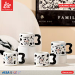 1Pc Random Ceramic Mug Cow Pattern - 380ml