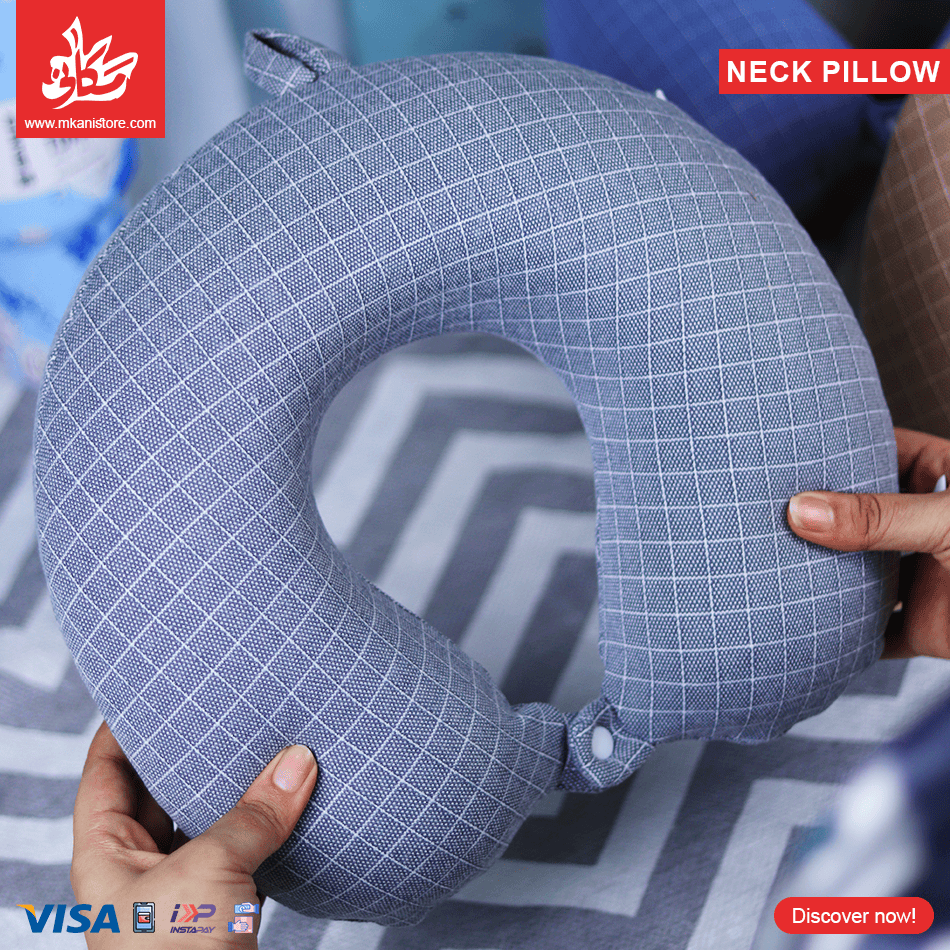 76 Cushion Neck Pillow - Small Squares Gray - الصورة 1