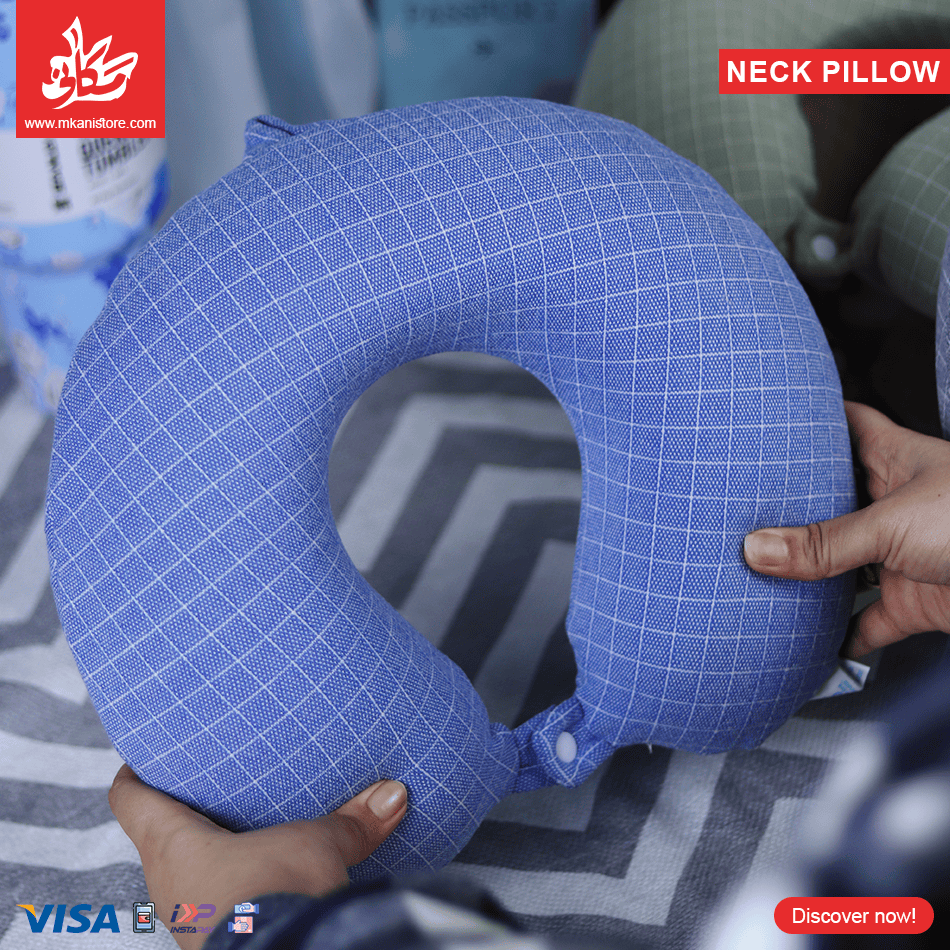 78 Cushion Neck Pillow - Small Squares Blue - الصورة 1