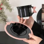 ⁦Set Of 2pcs Ceramic Mug Bow Cute with Saucer - Black 280ml⁩ - الصورة ⁦3⁩