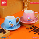 1Pc Random - Ceramic Coffee Mug with plate 250ml – Donald Duck & Daisy