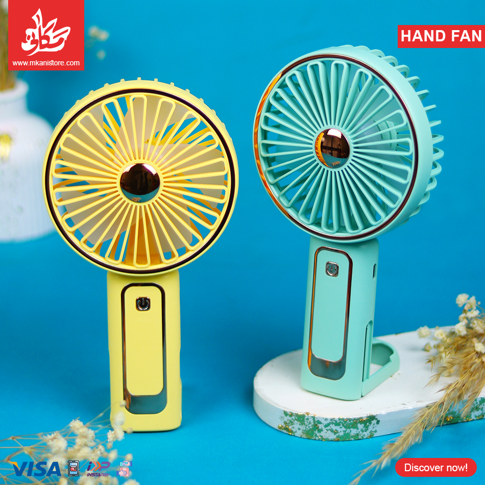 44 1Pc Random - Hand/Stand Fan Multi Lighting - 3 Speed - Battery Recharging - الصورة 1