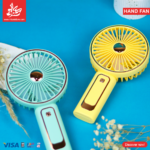 ⁦1Pc Random - Hand/Stand Fan Multi Lighting - 3 Speed - Battery Recharging⁩ - الصورة ⁦3⁩