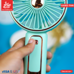⁦1Pc Random - Hand/Stand Fan Multi Lighting - 3 Speed - Battery Recharging⁩ - الصورة ⁦5⁩