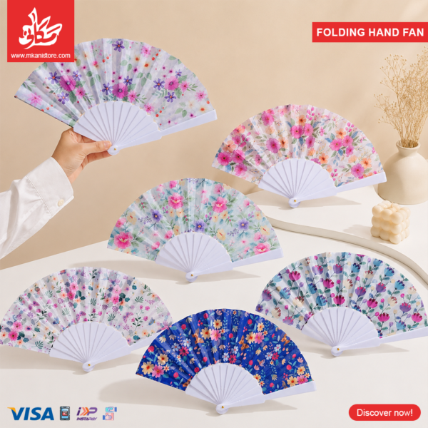 1Pc Random Large Folding Hand Fan - Flower