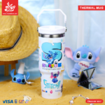 Thermal Mug 900ml with Lid and Handle - Stitch White