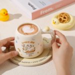 ⁦1Pc Random - 3D Ceramic Mug With Lid - Duck 400ml⁩ - الصورة ⁦3⁩