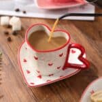 ⁦1Pc Random - Ceramic Mug & Coaster Heart - 300ml⁩ - الصورة ⁦2⁩