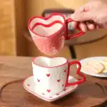 ⁦1Pc Random - Ceramic Mug & Coaster Heart - 300ml⁩ - الصورة ⁦3⁩