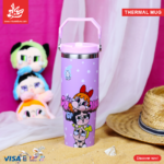 Thermal Mug 900ml with Lid and Handle - Powerpuff Purple