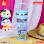 Thermal Mug 900ml with Lid and Handle - Powerpuff Blue