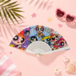 ⁦1Pc Random - Large Folding Hand Fan - Powerpuff⁩ - الصورة ⁦4⁩