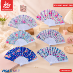 ⁦1Pc Random Large Folding Hand Fan - Flower⁩ - الصورة ⁦2⁩