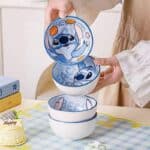 ⁦Set of 4 Pcs Ceramic Bowls 350ml Disney Orignal - Stitch Happy⁩ - الصورة ⁦5⁩