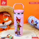 Thermal Mug 900ml with Lid and Handle - Zootopia Pink - Nick