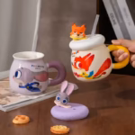 ⁦1Pc Random - Ceramic Mug 500ml Disney Orignal with Lid and Straw - Zootopia⁩ - الصورة ⁦3⁩