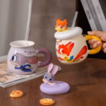 ⁦1Pc Random - Ceramic Mug 500ml Disney Orignal with Lid and Straw - Zootopia⁩ - الصورة ⁦9⁩