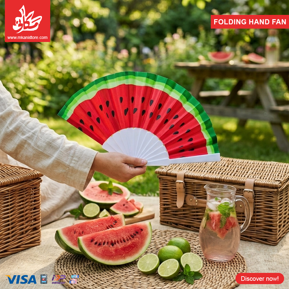 5 Large Folding Hand Fan - Watermelon - الصورة 1