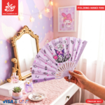 ⁦1Pc Random Large Folding Hand Fan - Kuromi⁩ - الصورة ⁦2⁩