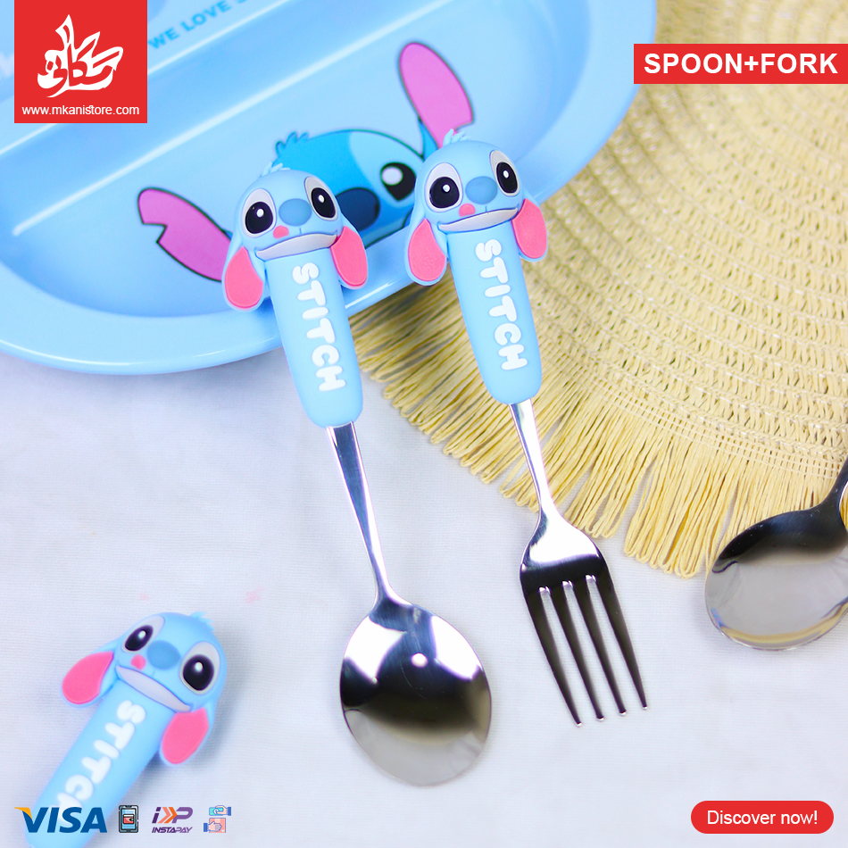 8 Set 2pc Stitch - Disney Orignal stainless steel - Spoon+fork - الصورة 1
