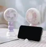⁦1Pc Random - Hand/Stand Fan - 3 Speed - Battery Recharging⁩ - الصورة ⁦3⁩