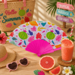 ⁦1Pc Random - Large Folding Hand Fan - Fruits⁩ - الصورة ⁦2⁩