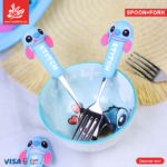 ⁦Set 2pc Stitch - Disney Orignal stainless steel - Spoon+fork⁩ - الصورة ⁦2⁩