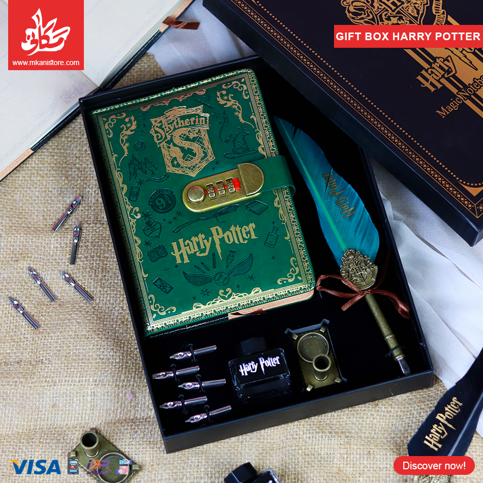 131 Gift Box Harry Potter Writing and PU Leather Notebook A5 With Lock - Green - الصورة 1