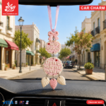 Polymer Clay Swinging Car Charm - God Save Us - Pink