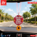 Polymer Clay Swinging Car Charm - Drive Safe Chat Later