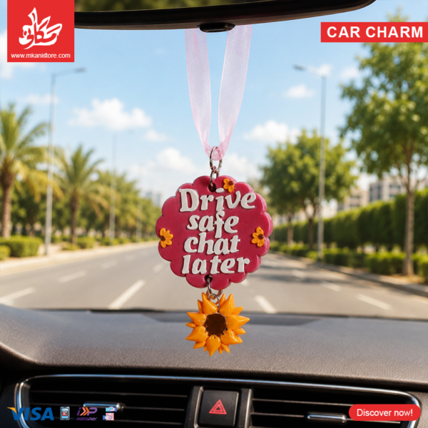 Polymer Clay Swinging Car Charm - Drive Safe Chat Later