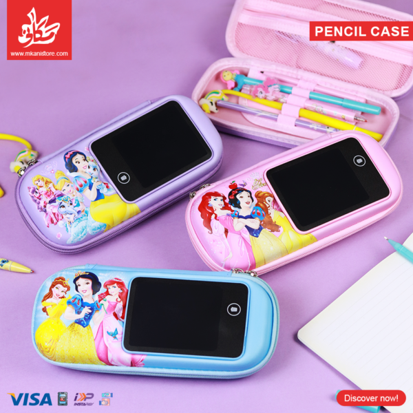 1Pc Random - 3D Pencil Case with Built-in LCD Writing Tablet - Princess