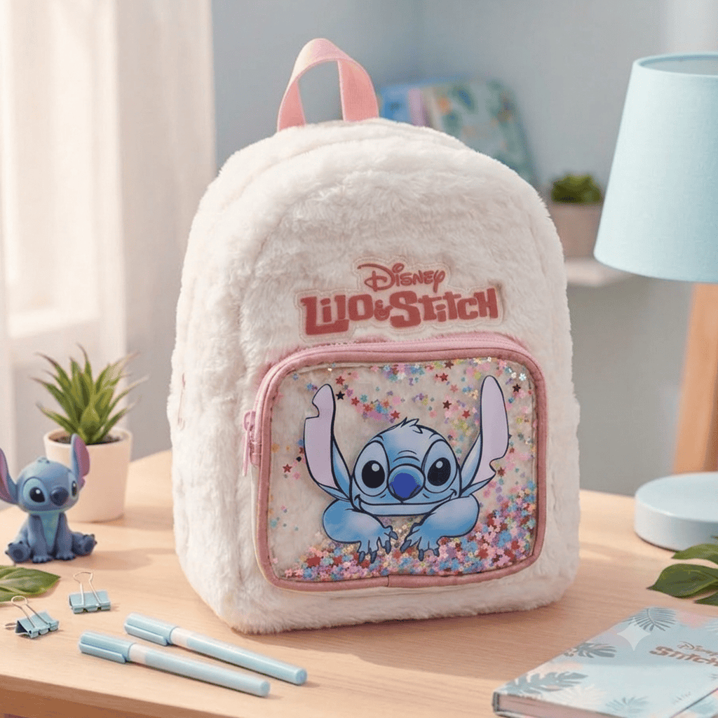 1785244570328 Plush Backpack with Shiny Pocket - Stitch - الصورة 1