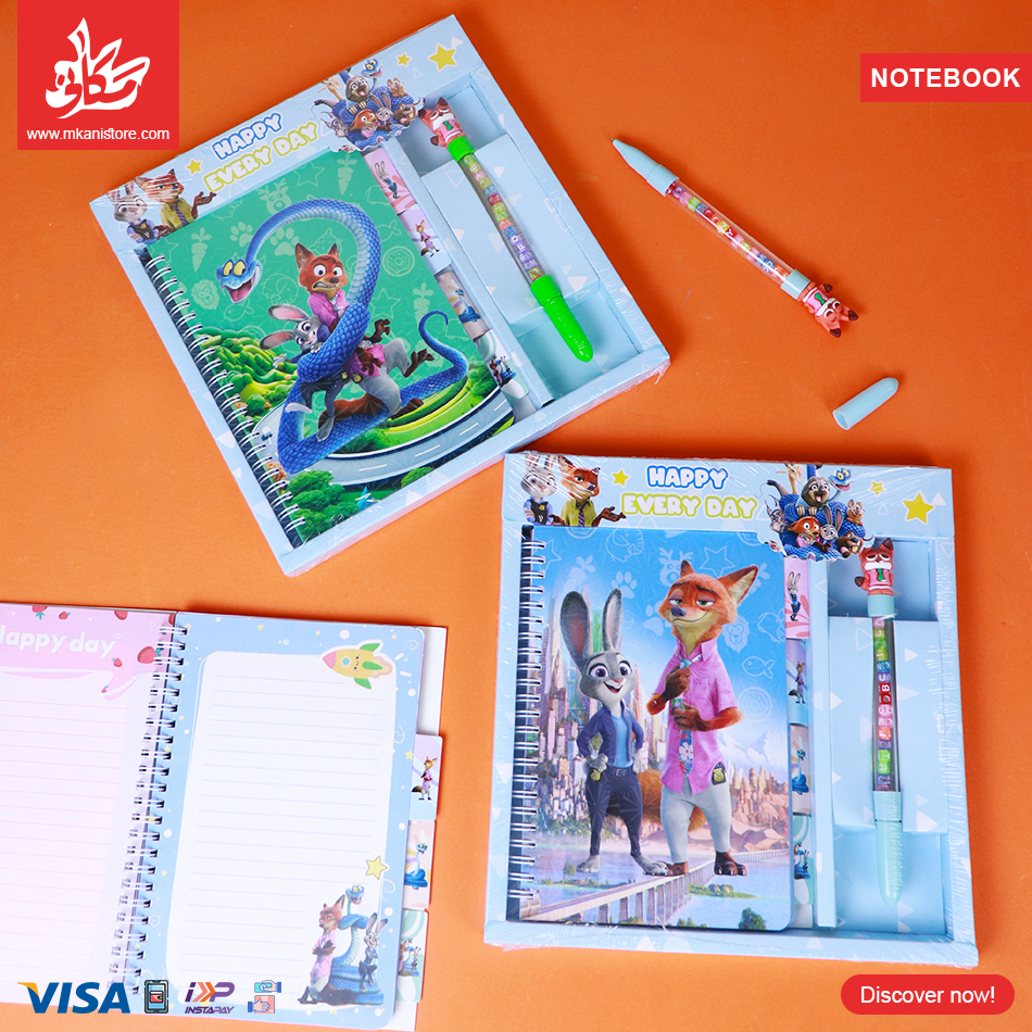 220 1Pc Random (Green-Blue) - Notebook With Pen - Zootopia - الصورة 1