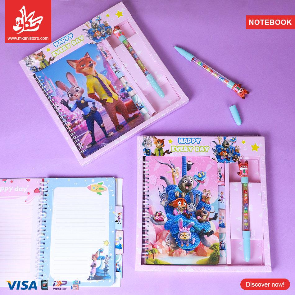 224 1Pc Random - Notebook With Pen - Zootopia Pink - الصورة 1