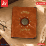 Vintage Notebook Leather 17×23cm Harry Potter - Moving Circle with Magnet - Orange 105 Pages
