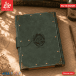 ⁦Vintage Notebook Leather 17×23cm Harry Potter - with Magnet Lock - Olive 80 Pages⁩ - الصورة ⁦2⁩