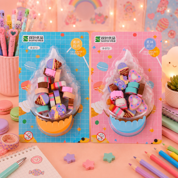 1Pc Random - Mini Eraser - Donuts & Ice Cream (Pack of 18)