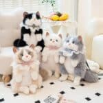 ⁦Simulation Cat Sound Plush Backpack - Gray 45cm⁩ - الصورة ⁦4⁩