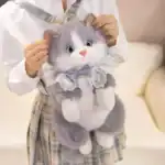 ⁦Simulation Cat Sound Plush Backpack - Gray 45cm⁩ - الصورة ⁦2⁩