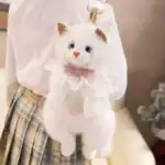 ⁦Simulation Cat Sound Plush Backpack - White 45cm⁩ - الصورة ⁦4⁩
