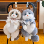 ⁦Simulation Cat Sound Plush Backpack - Gray 45cm⁩ - الصورة ⁦6⁩
