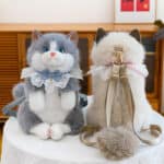 ⁦Simulation Cat Sound Plush Backpack - Gray 45cm⁩ - الصورة ⁦7⁩