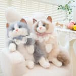 ⁦Simulation Cat Sound Plush Backpack - Gray 45cm⁩ - الصورة ⁦8⁩