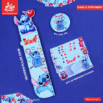 Set of 3Pcs Stitch - Wooden Ruler &20pcs of Reminder Stickers & Button Pin