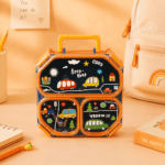 Lunch Box 3-Grid with Folding Spoon - 980ML - Car